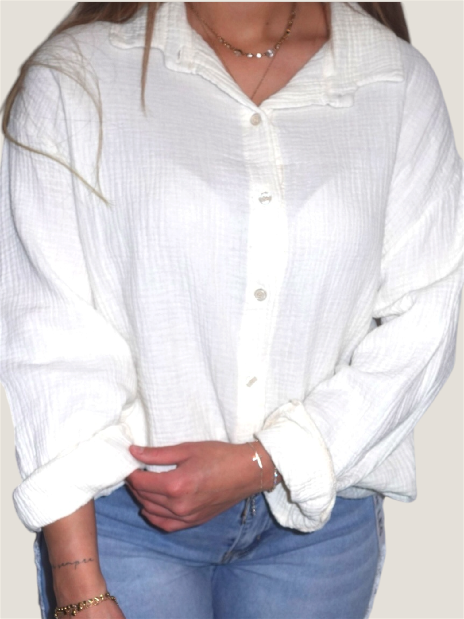 Dreamy Soft Musselin Bluse Weiß
