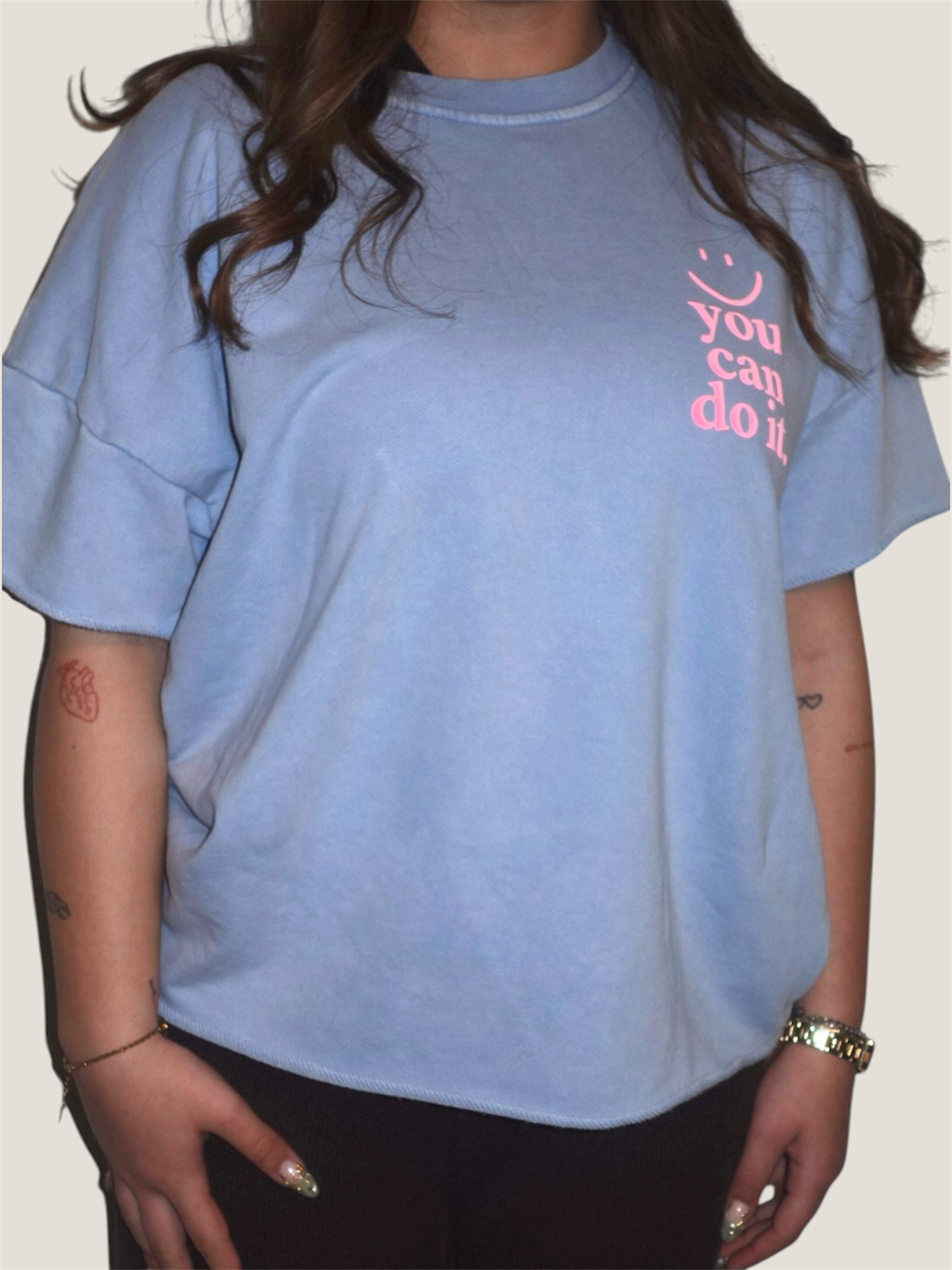 Good Vibes Statement T-Shirt Hellblau