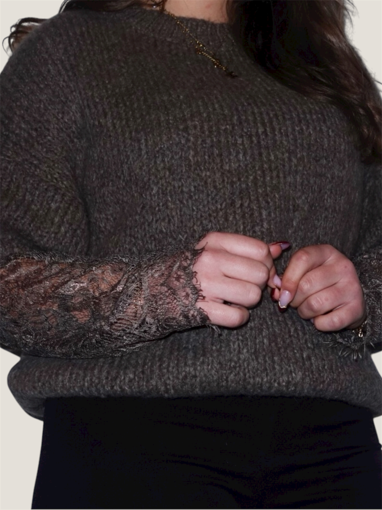 Lace Whisper Pullover Mokka