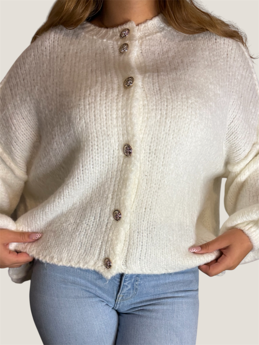 Golden Muse Strickjacke Weiß