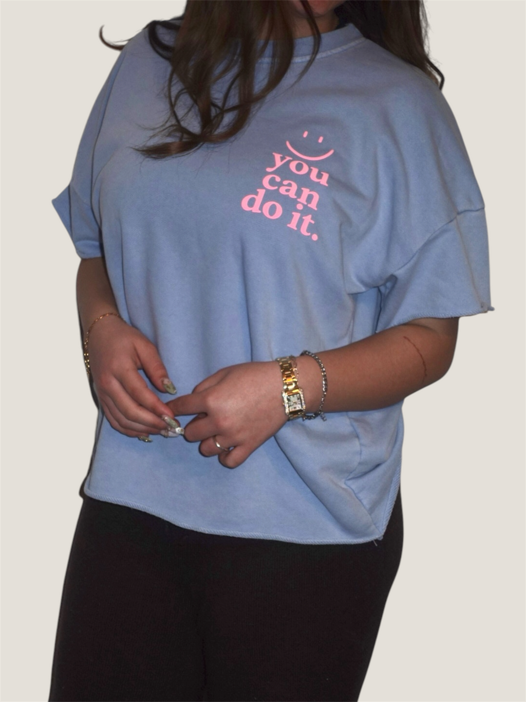 Good Vibes Statement T-Shirt Hellblau