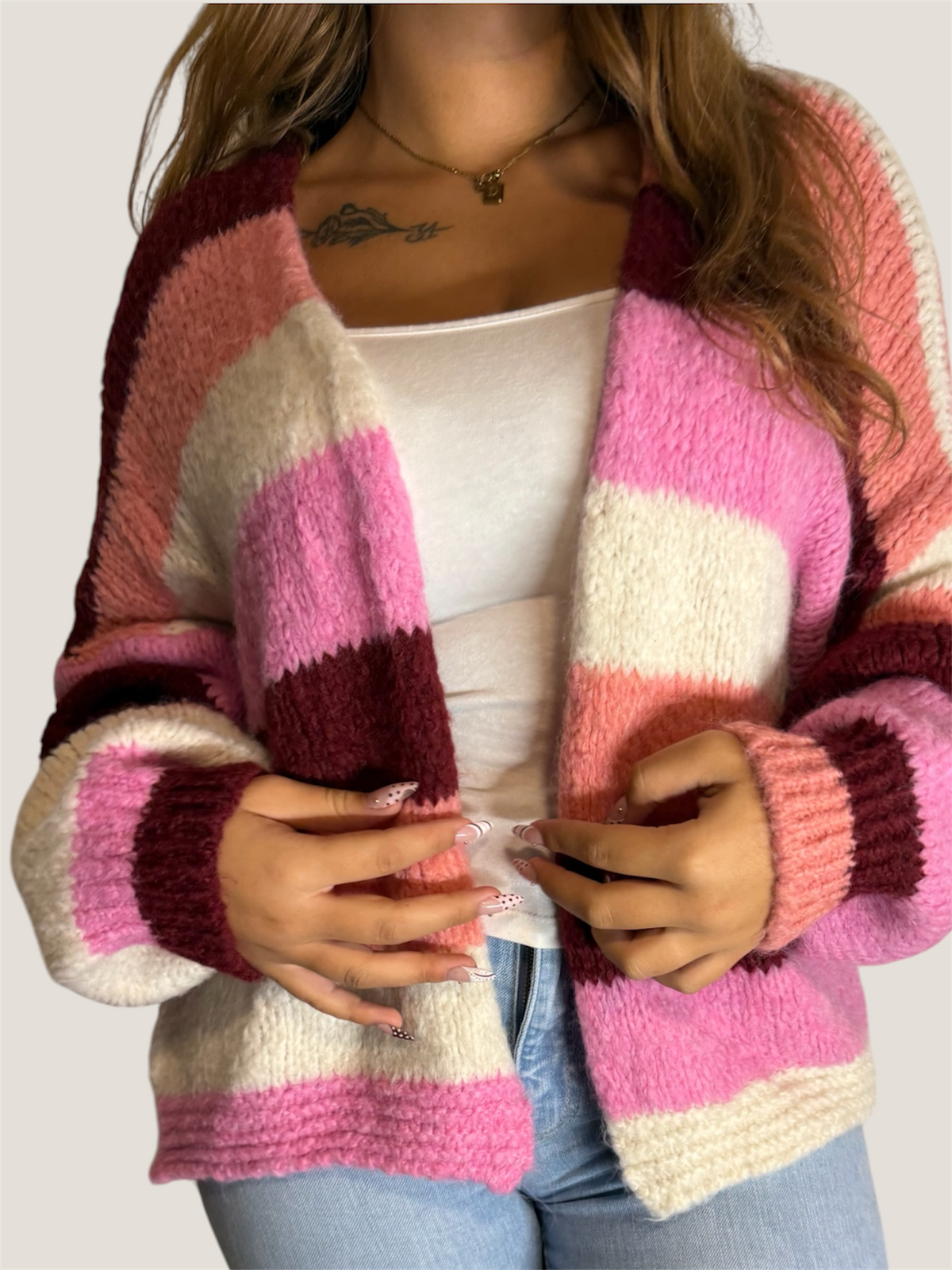 Color Pop Strickjacke Berry Mix