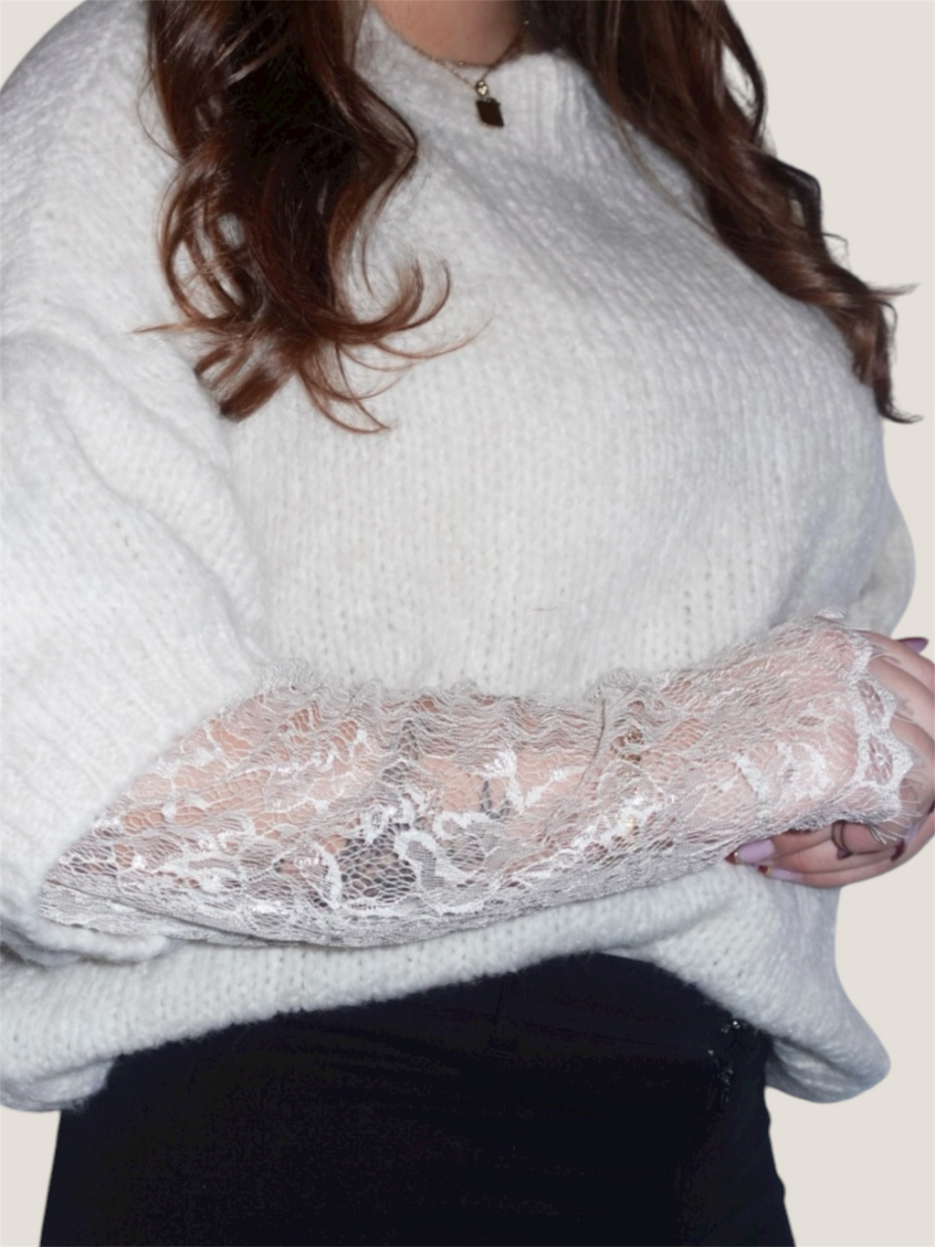 Lace Whisper Pullover Creme