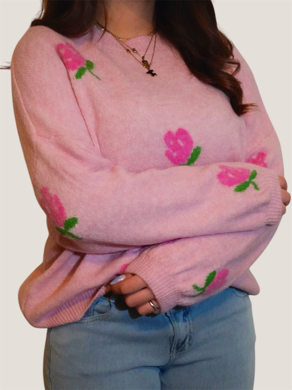 Rosy Bloom Pullover Rosa