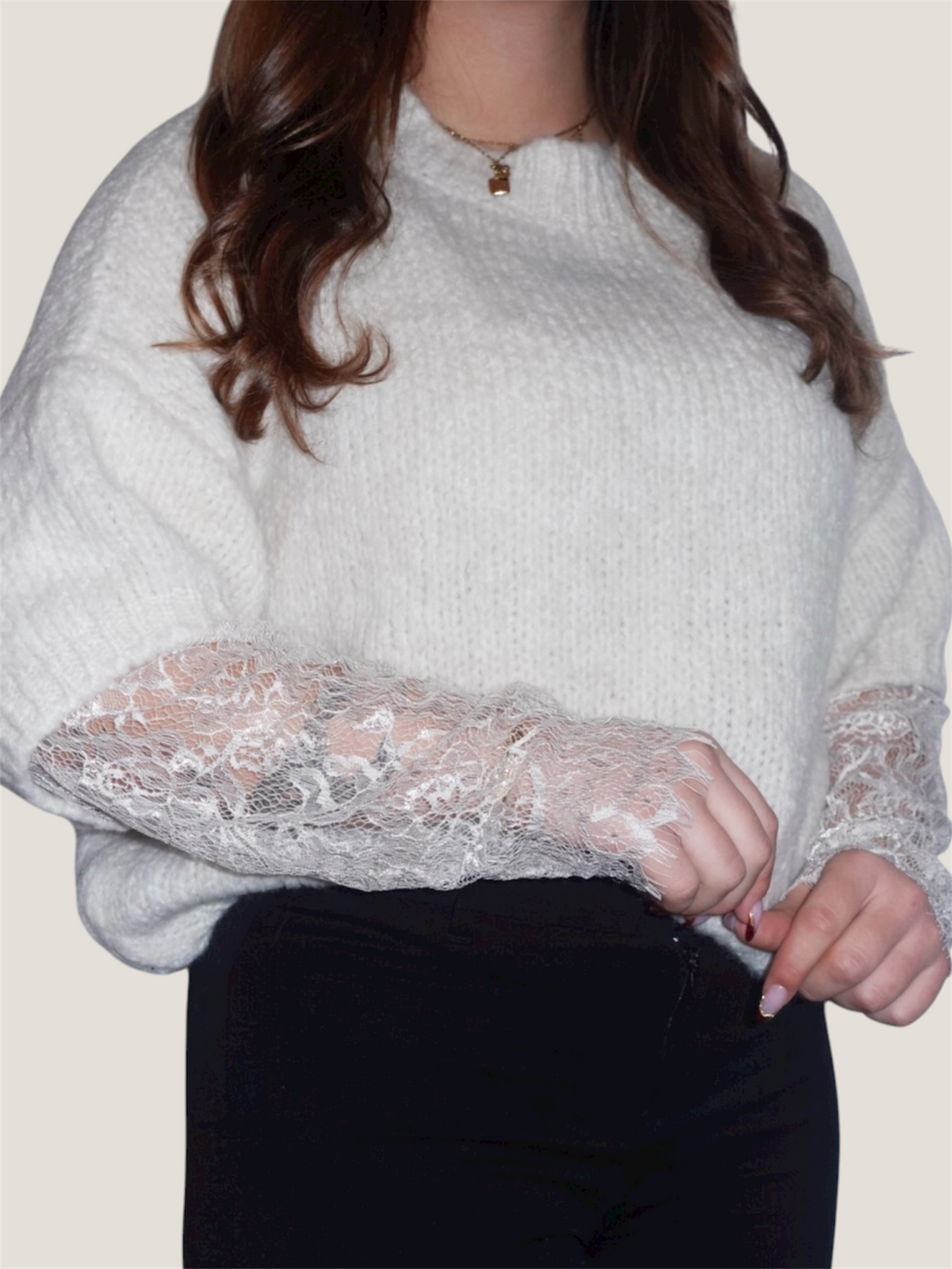 Lace Whisper Pullover Creme
