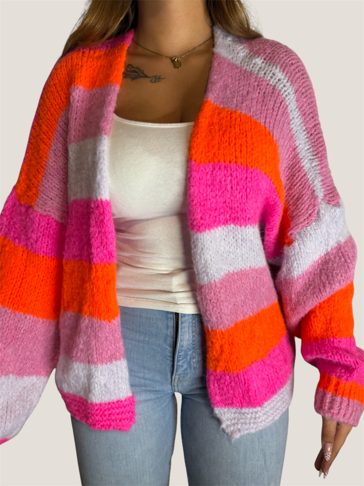 Color Pop Strickjacke Pink Orange Mix