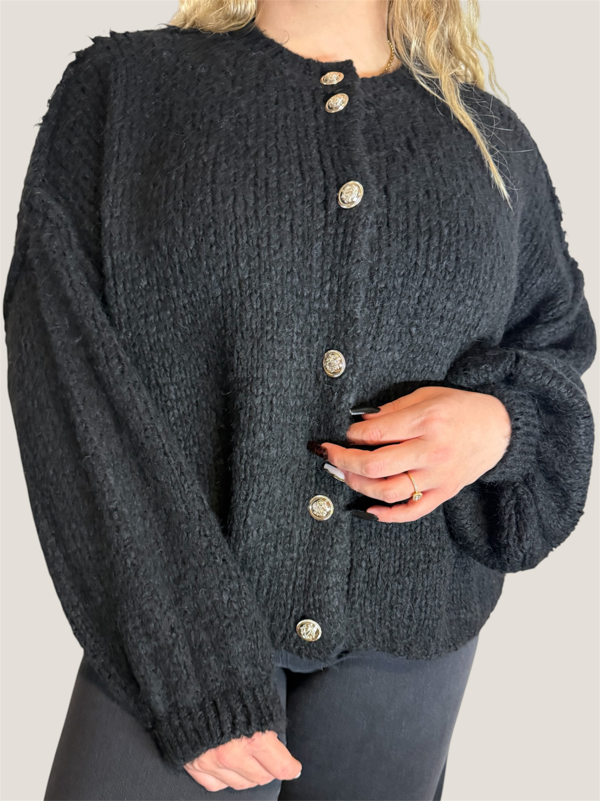 Golden Muse Strickjacke Schwarz