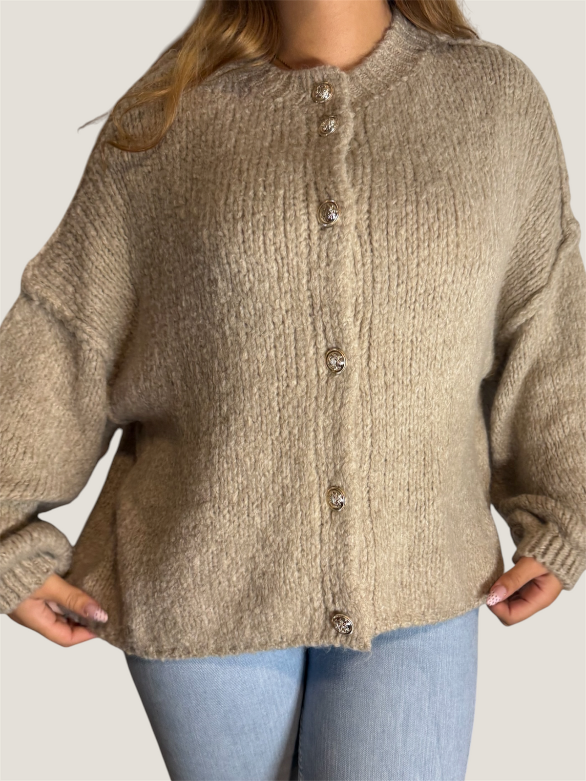 Golden Muse Strickjacke Taupe