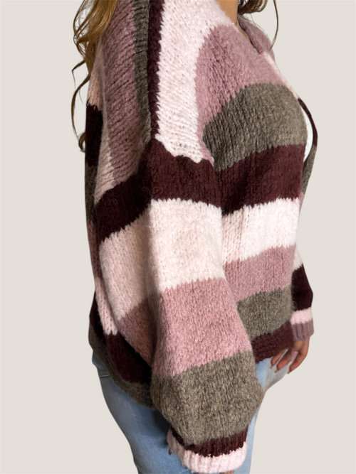 Color Pop Strickjacke Mauve Mix