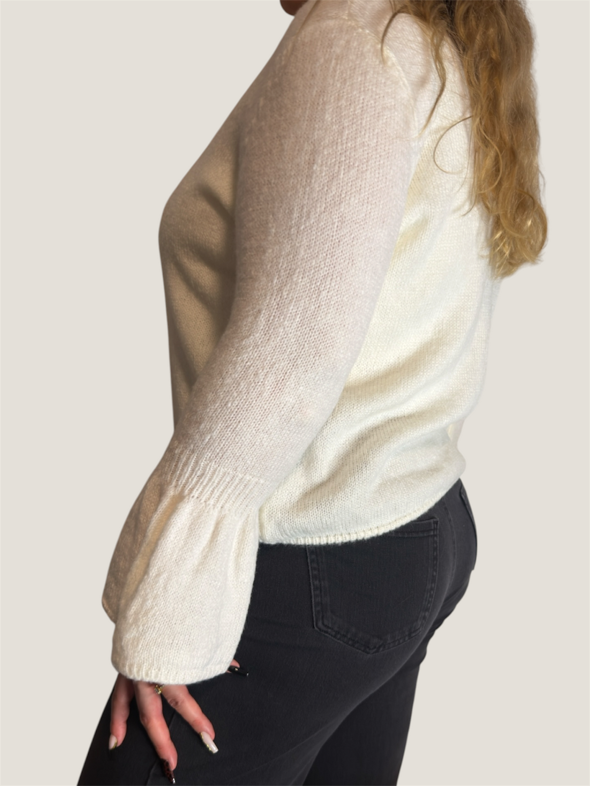 Cozy Flare Strickpullover Creme