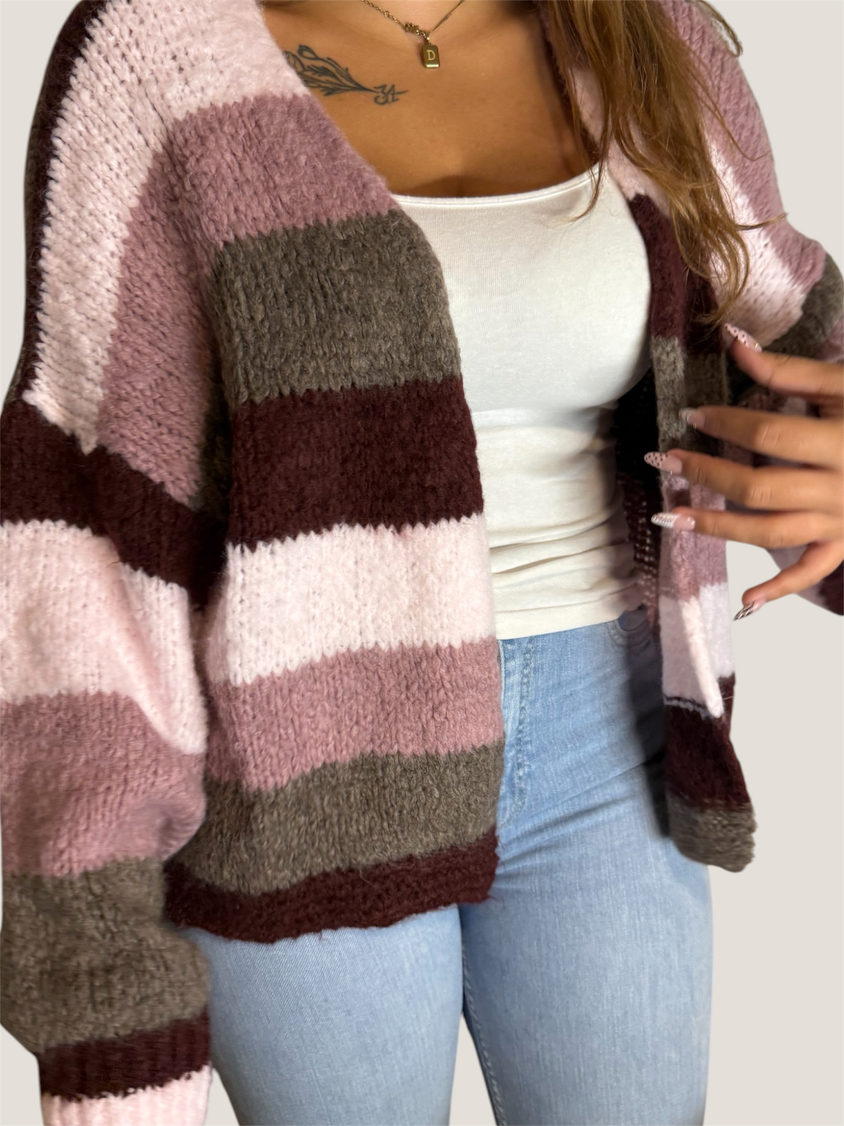 Color Pop Strickjacke Mauve Mix