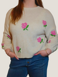Rosy Bloom Pullover Creme