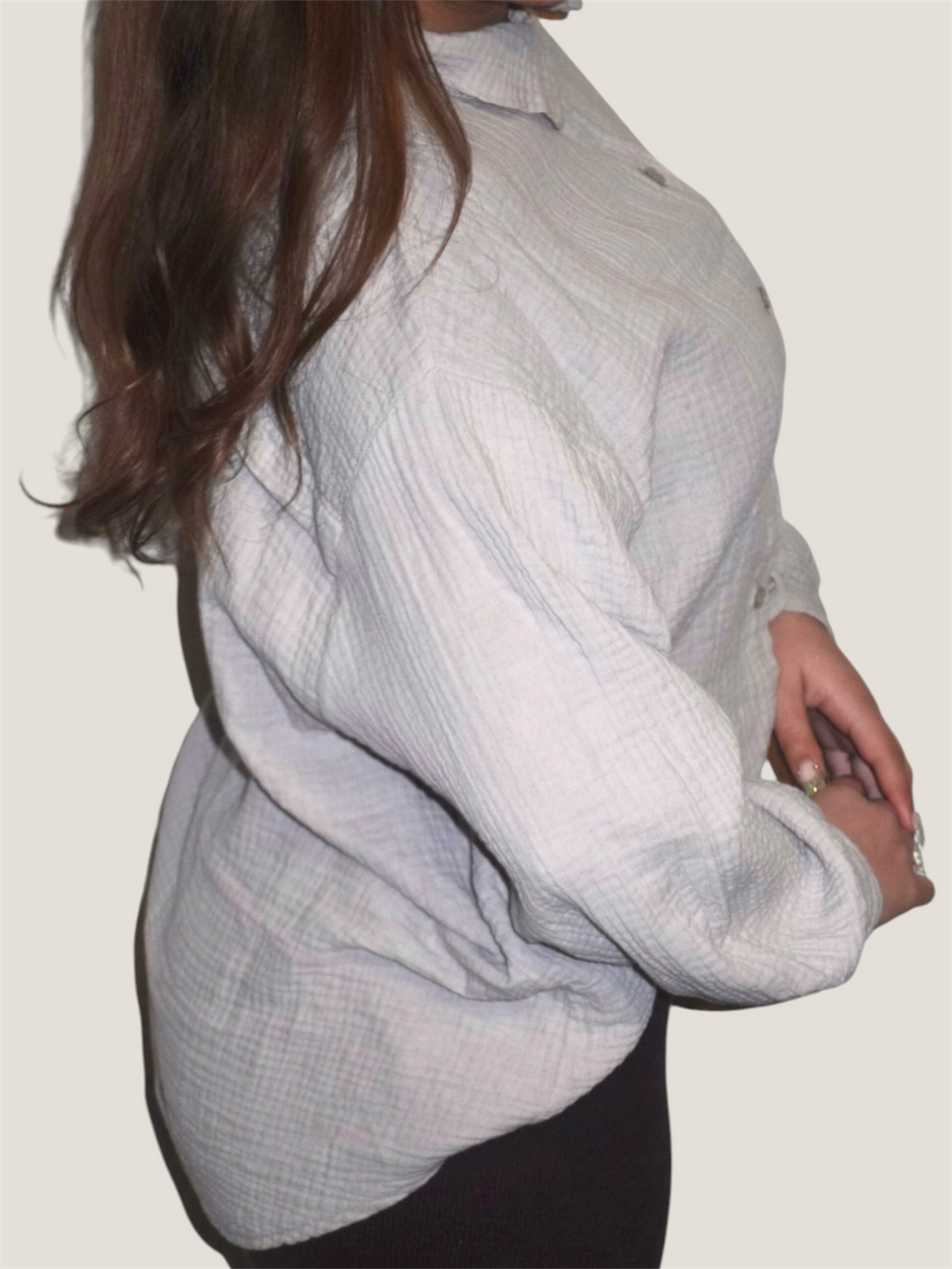 Dreamy Soft Musselin Bluse Grau/Beige