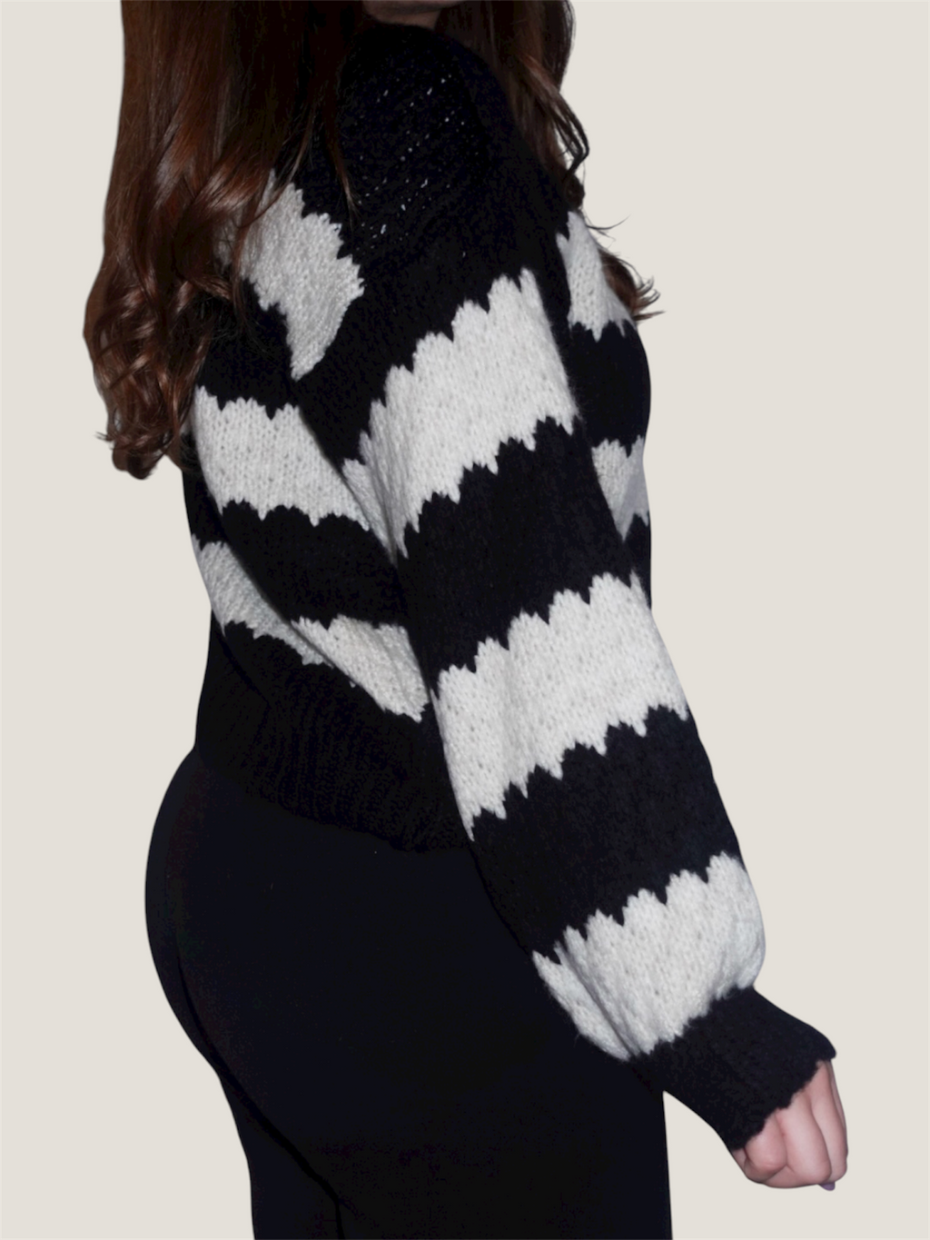 Cozy Stripe Pullover Schwarz/Creme