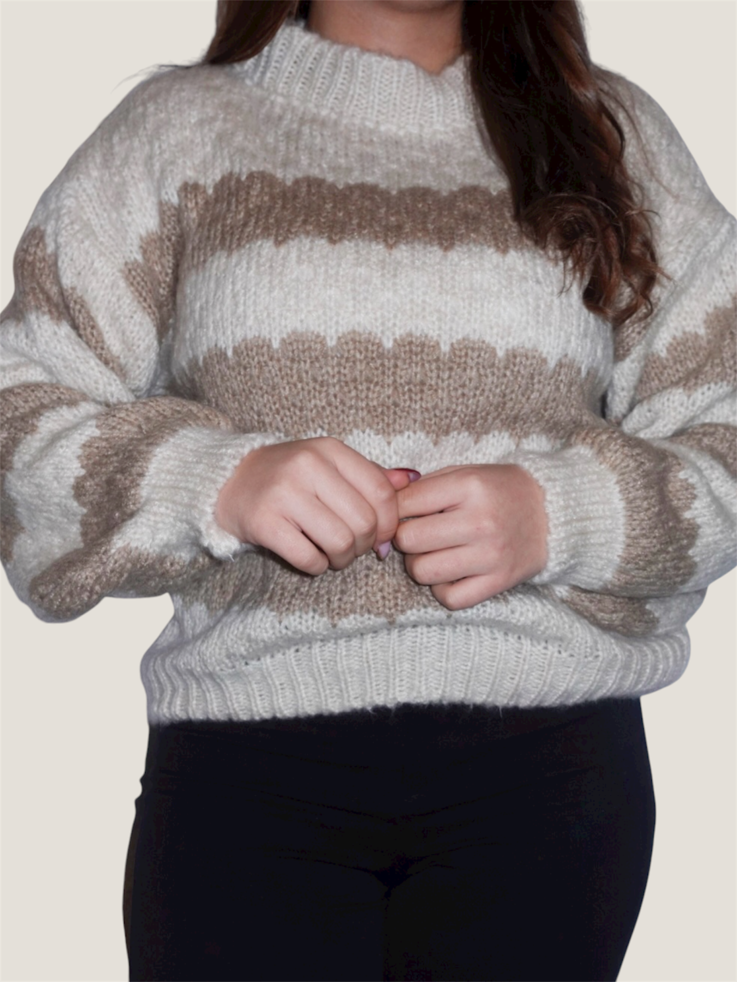 Cozy Stripe Pullover Beige/Creme