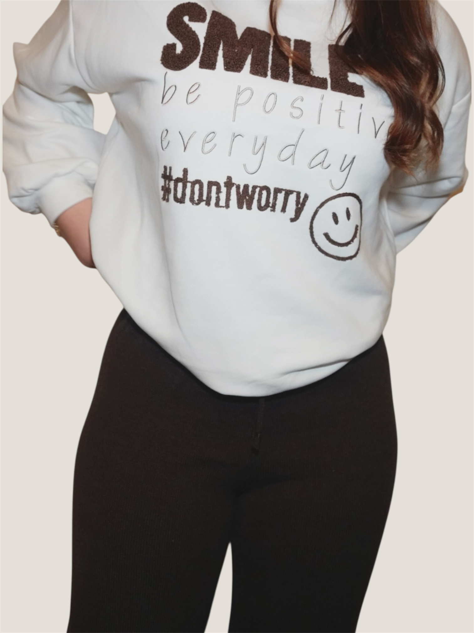 Cozy Smile Statement Sweatshirt Weiß