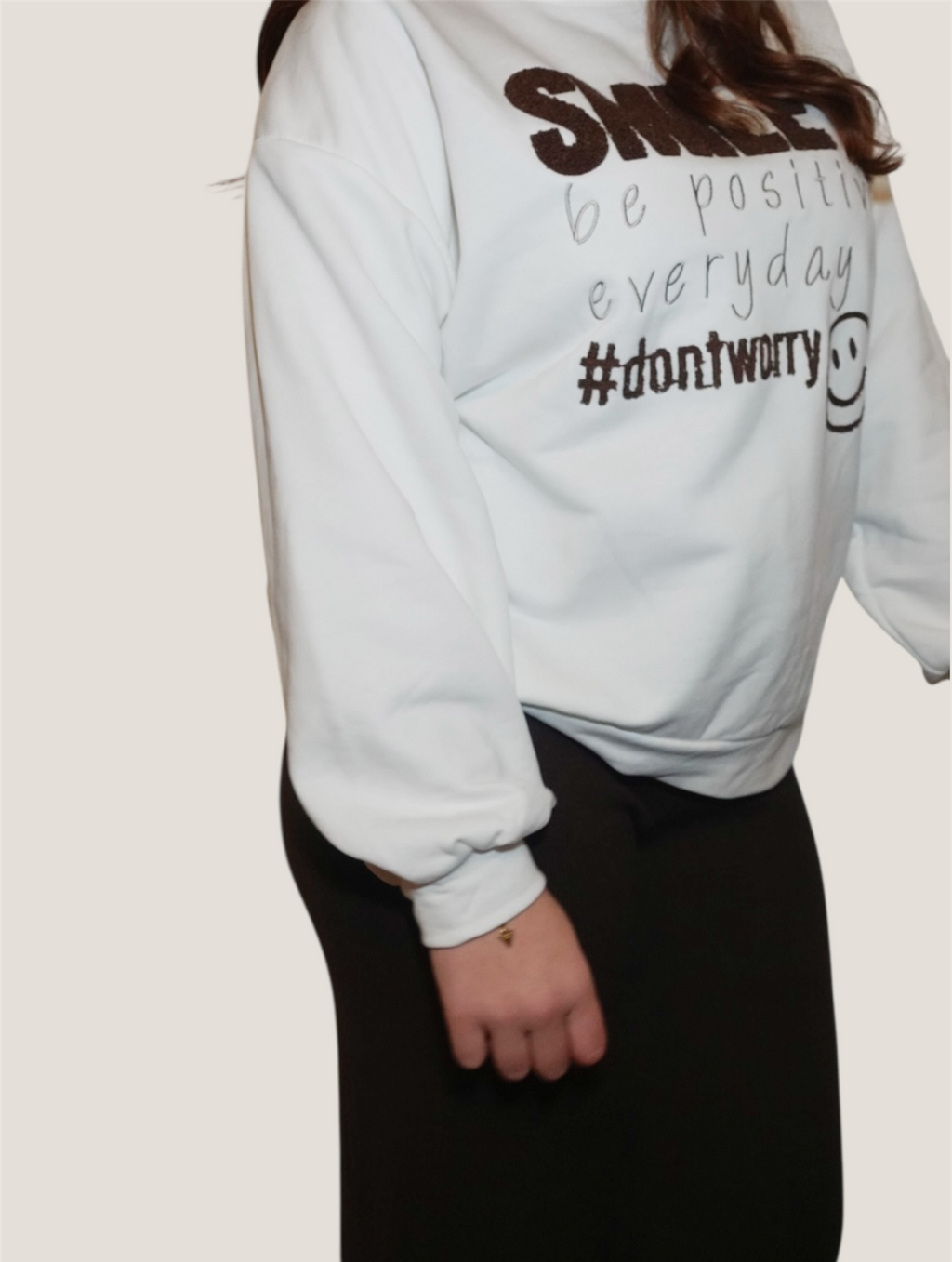 Cozy Smile Statement Sweatshirt Weiß
